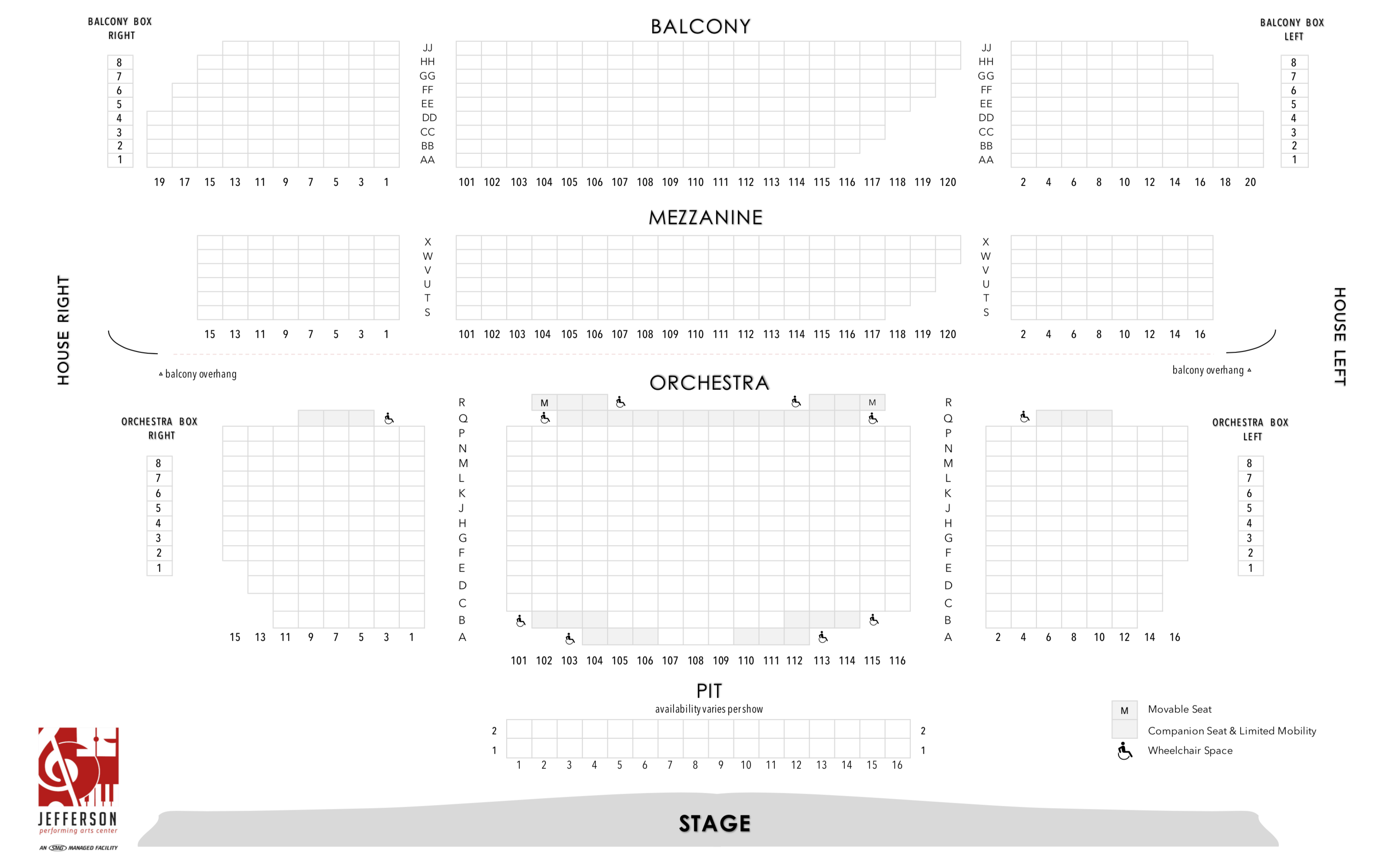 Jefferson Performing Arts Center Seating Chart